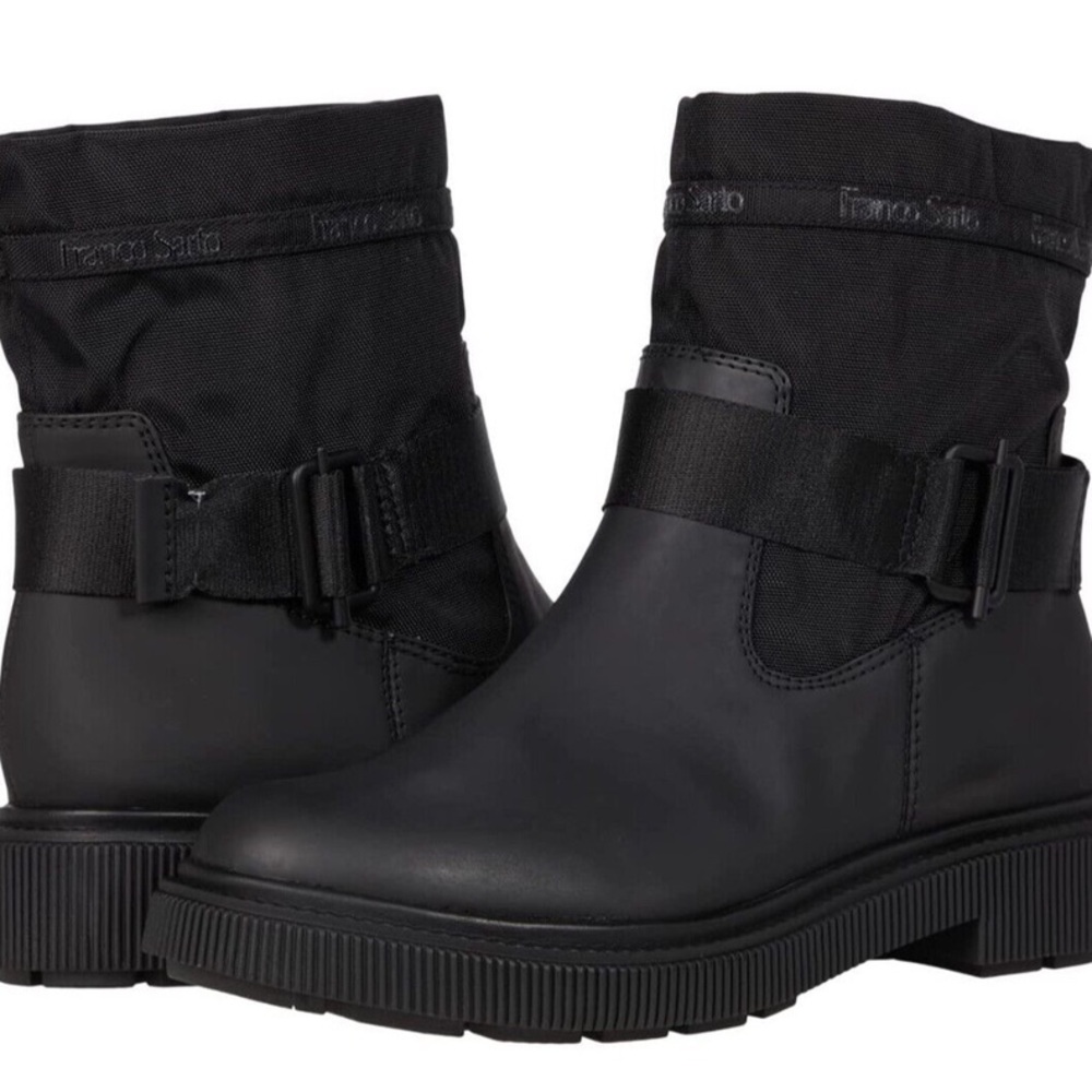 Franco Sarto Women’s Jan Moto Pull on Bootie in Black